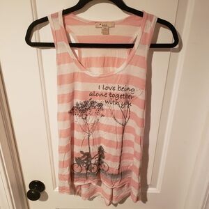 "I Love Being Alone With You" Stripe Tank Top Pink